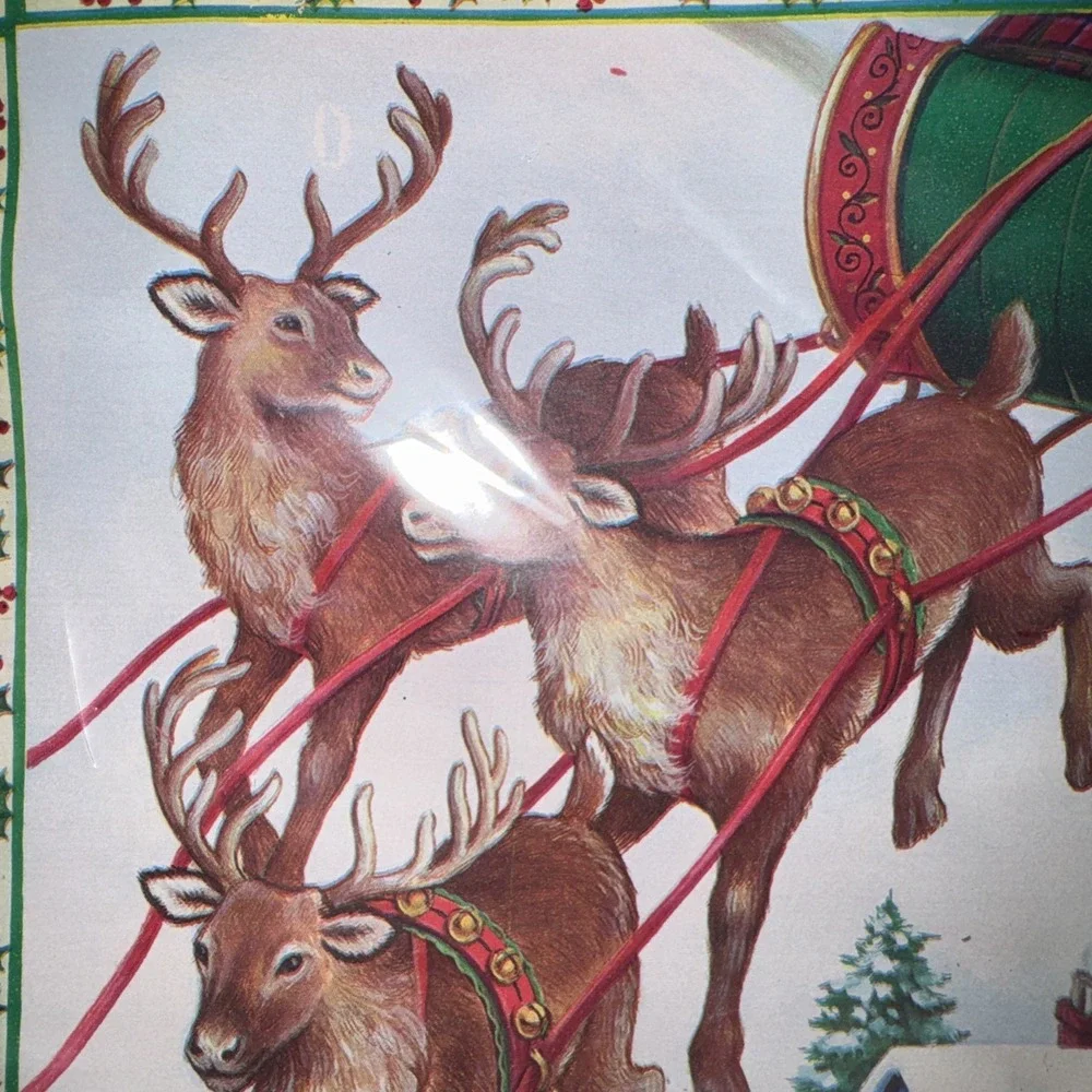 (2) 50sft VTG Cleo Wrapping Paper Christmas 8 Sheets/designs Santa Ornaments NOS
